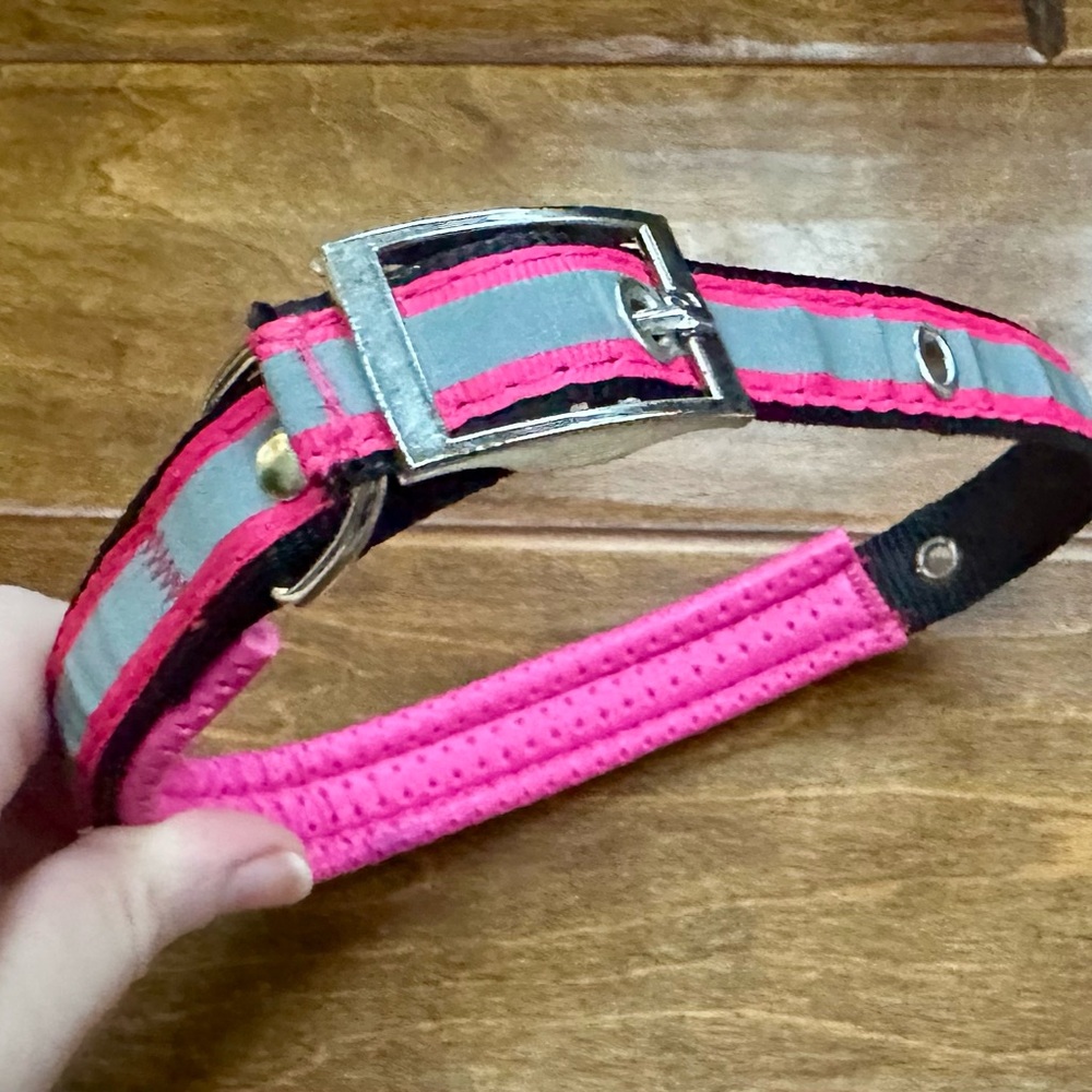 Reflective Pink and Gray Dog Collar